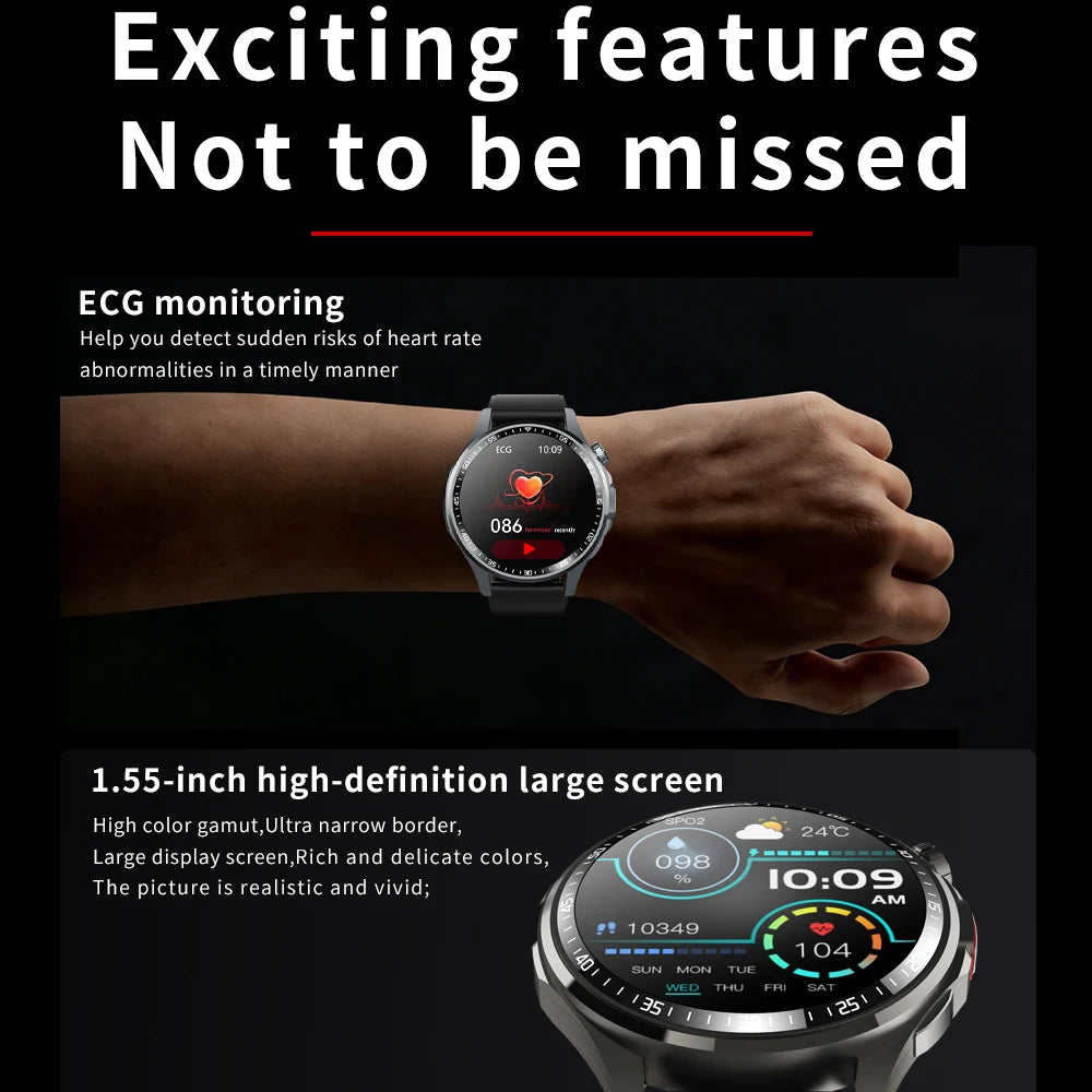 Men Smart Watch Ultra HD Screen ECG Health Monitoring All Day Fall Detected SOS Alert Heart Rate Fitness Sports Smartwatch Women Oasis Select