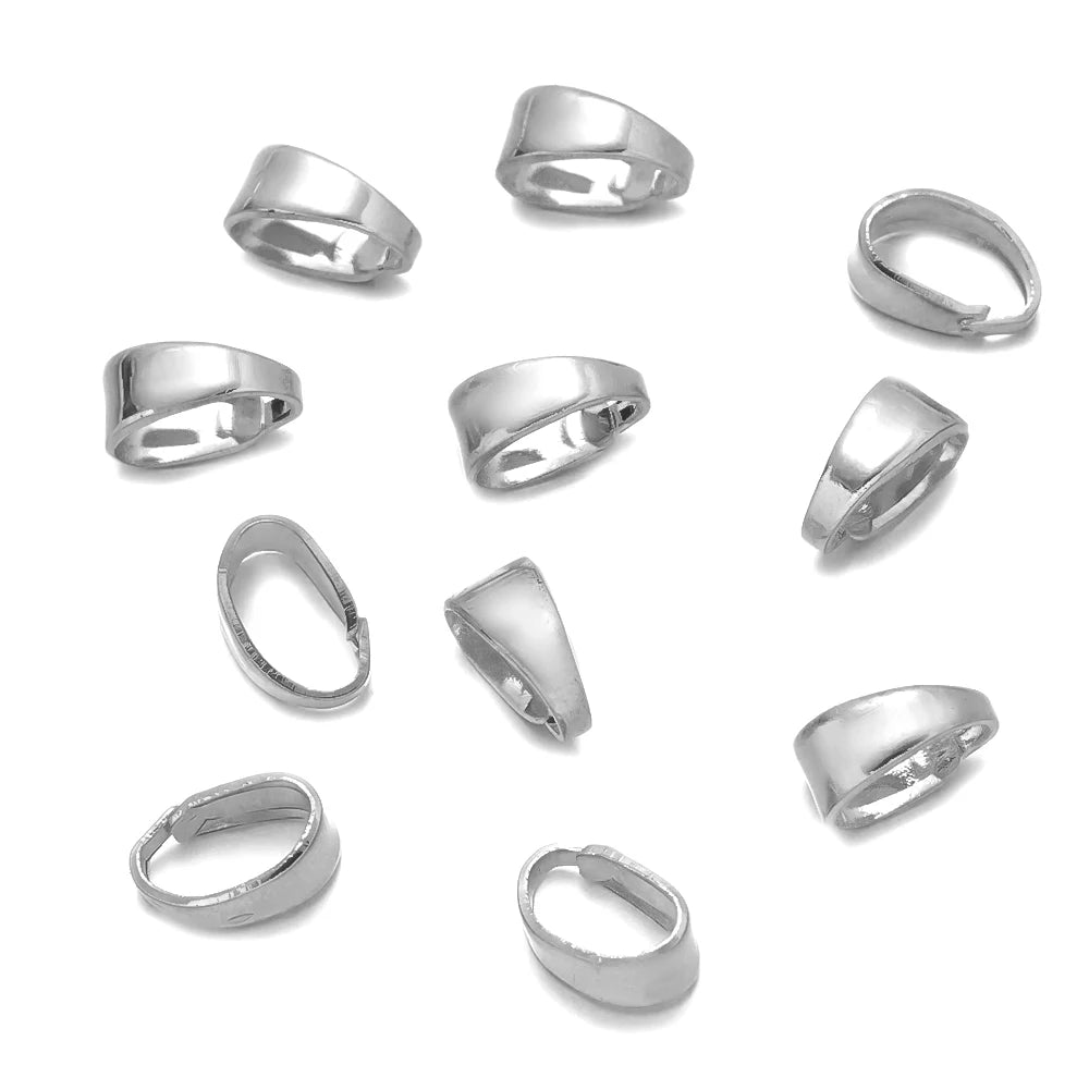 50pcs 18K Gold Plated Pendant Clips Pinch Bail Clasp Hook Connector for Necklaces Bracelets Jewelry Making Supplies Accessories Oasis Select Silver