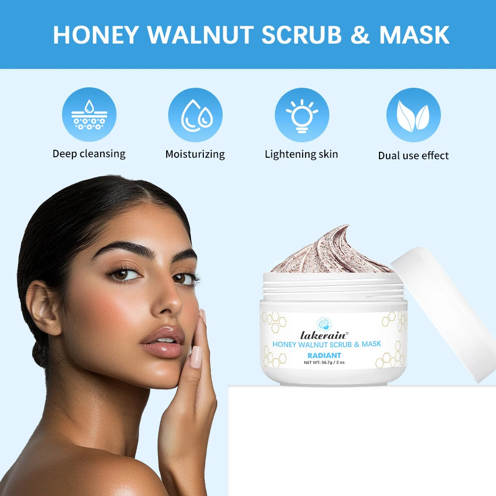 Facial Scrub & Face Exfoliator Mask Skin CareMoisturizing brightening Nourishing Cleansing Honey Walnut Facial Exfoliants Mask Oasis Select