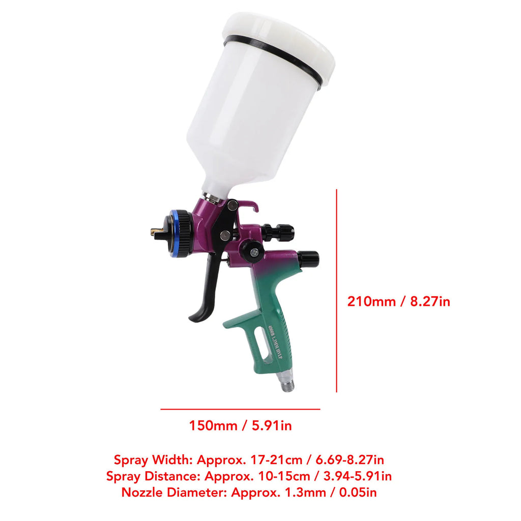 HVLP Spray Gun Kit Professional Paint Sprayer for Furniture Wall Art Projects Painting with 600ml Cup 1.3mm Nozzle Oasis Select