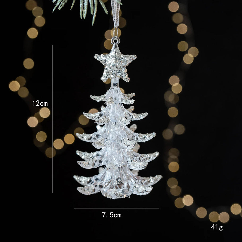 Christmas Tree Pendant Decoration Clear Acrylic Angel Deer Light Luxury Hanging Ornament Christmas Decoration Oasis Select Tree