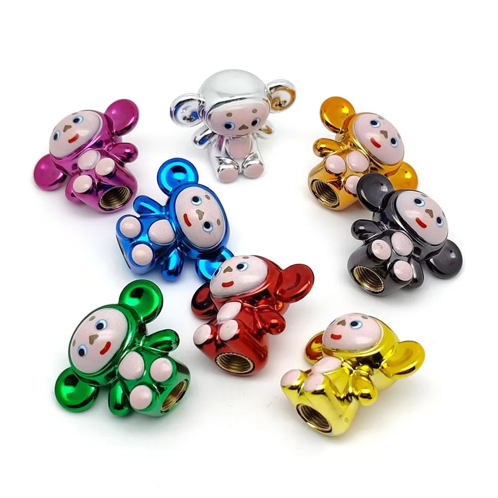 Tire Valve Stem Cap Cute Cartoon Monkey Tire Valve Stem Cover for Bikes Corrosion-Resistant Tire Cap Cover for Cars Motorcycle Oasis Select