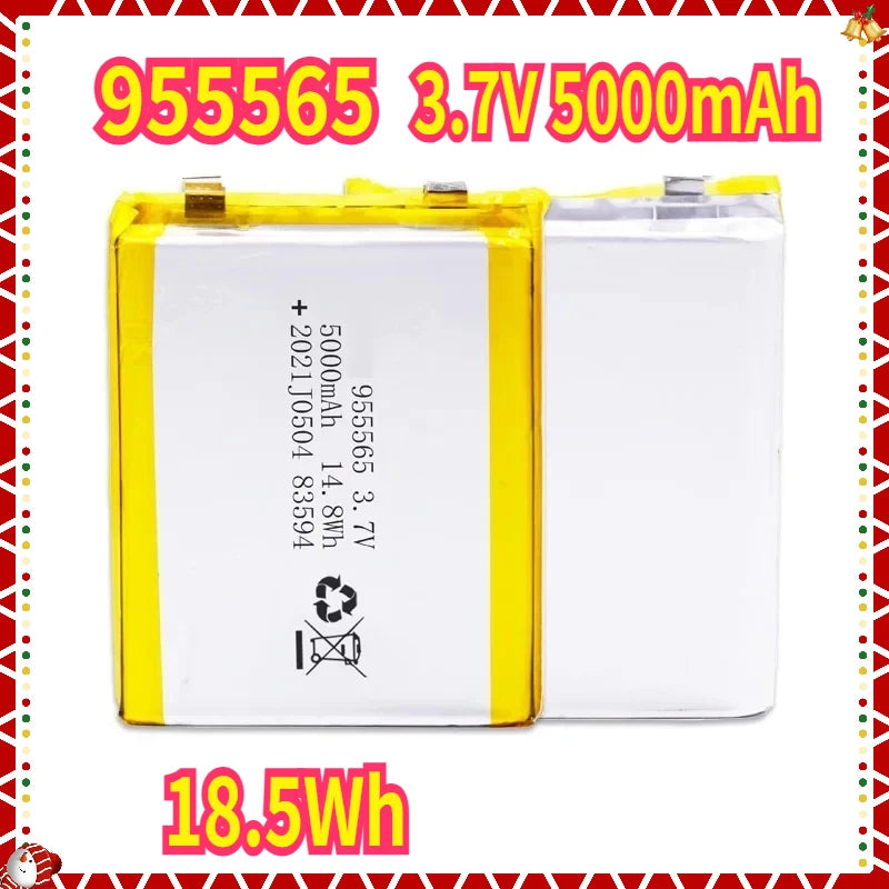 New 3.7V 5000mAh Lithium Polymer Batteries 955565 Rechargeable Battery For Power Bank Bluetooth Speakers Tablet DVD Accessories Oasis Select 2PCS China Mainland