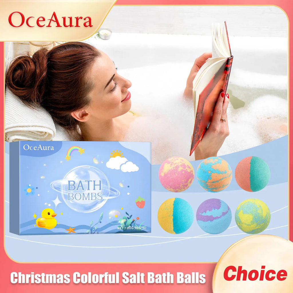 OceAura Christmas Bath Bombs – Colorful Fizzing Spa Gift Set