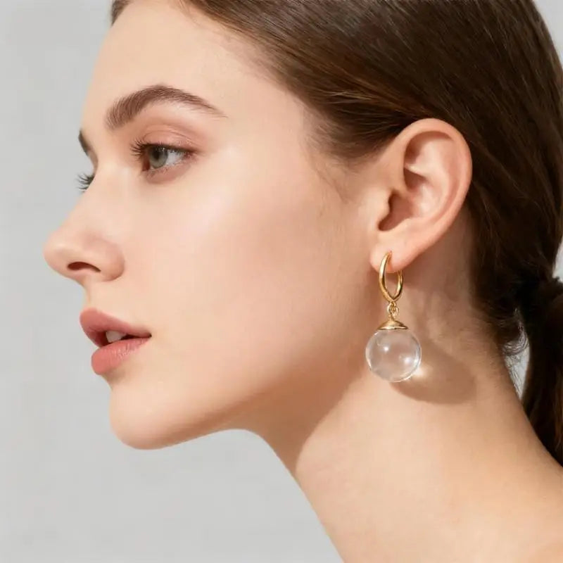 SXH 1PC Fashion Spherical Glass Dangle Earrings For Women Accessories Gift Hoop Earrings Party Jewelry Gift Oasis Select