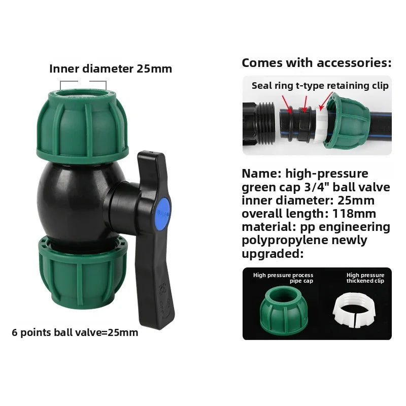 5pcs 20/25/32mm PE Tube Tap Water Splitter Plastic Quick Valve Connector Garden Agriculture Irrigation Water Pipe Fittings Oasis Select 25mm A 5pcs