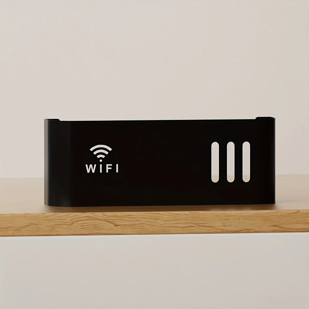 Plastic storage box for 1pc WIFI router, wall mounted without drilling, suitable for walls and desktops Oasis Select black