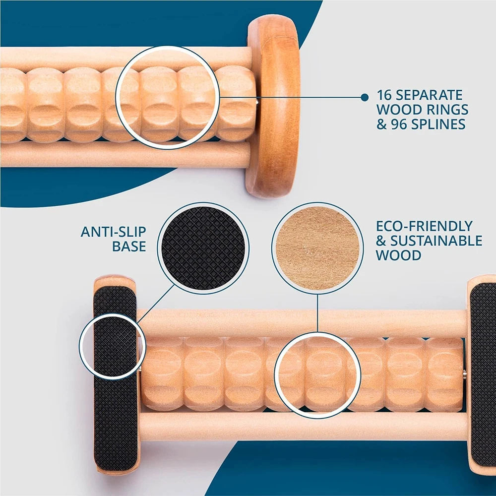 Double Row Foot Sole Massager Wooden Roller Type Solid Wood Foot Foot And Leg Massager Acupoint Ball Oasis Select