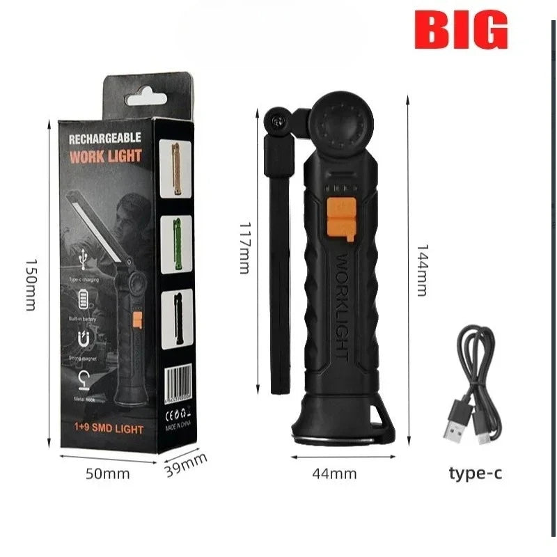 800LM COB LED Work Light – USB Rechargeable Magnetic Lamp