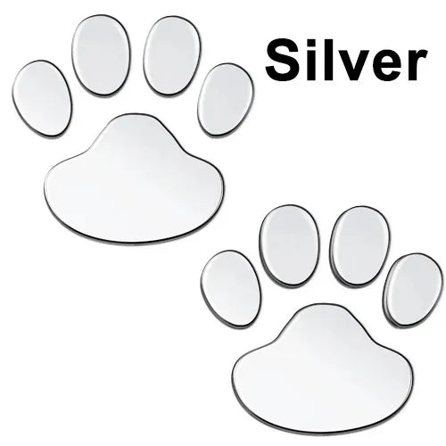 Car Stickers Creative Decals Paw 3D Animal Dog Cat Foot Prints Decal Car Motocycle Sticker Car Accessories Oasis Select silver