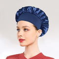 1 Large Satin Headband, Silk Headband for Sleeping, Sleeping Hat with Elasticized Soft Strap, Women's Hair Care Shower Cap Oasis Select 1PCSBlue