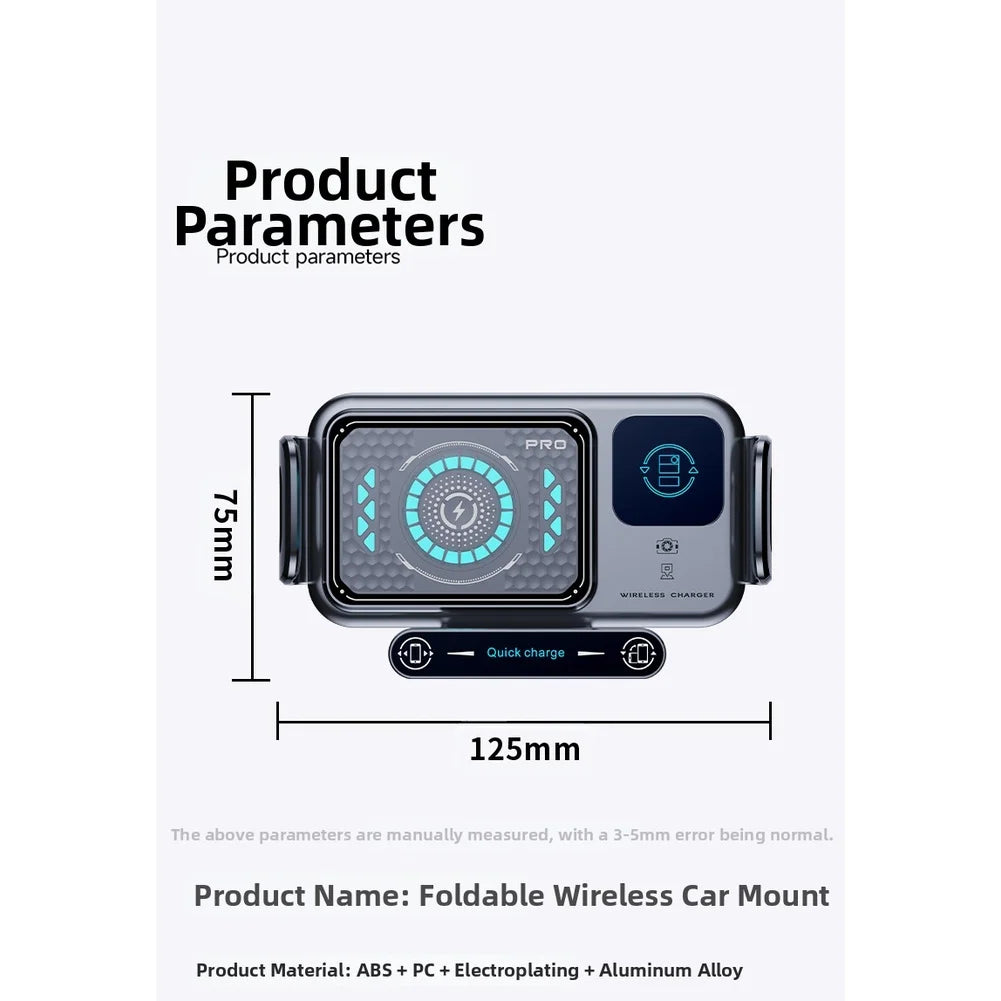 Car Wireless Charging Phone Holder 15W Fast Charge Auto Clamping Gravity Sensor Multipurpose for Most Car Models Oasis Select