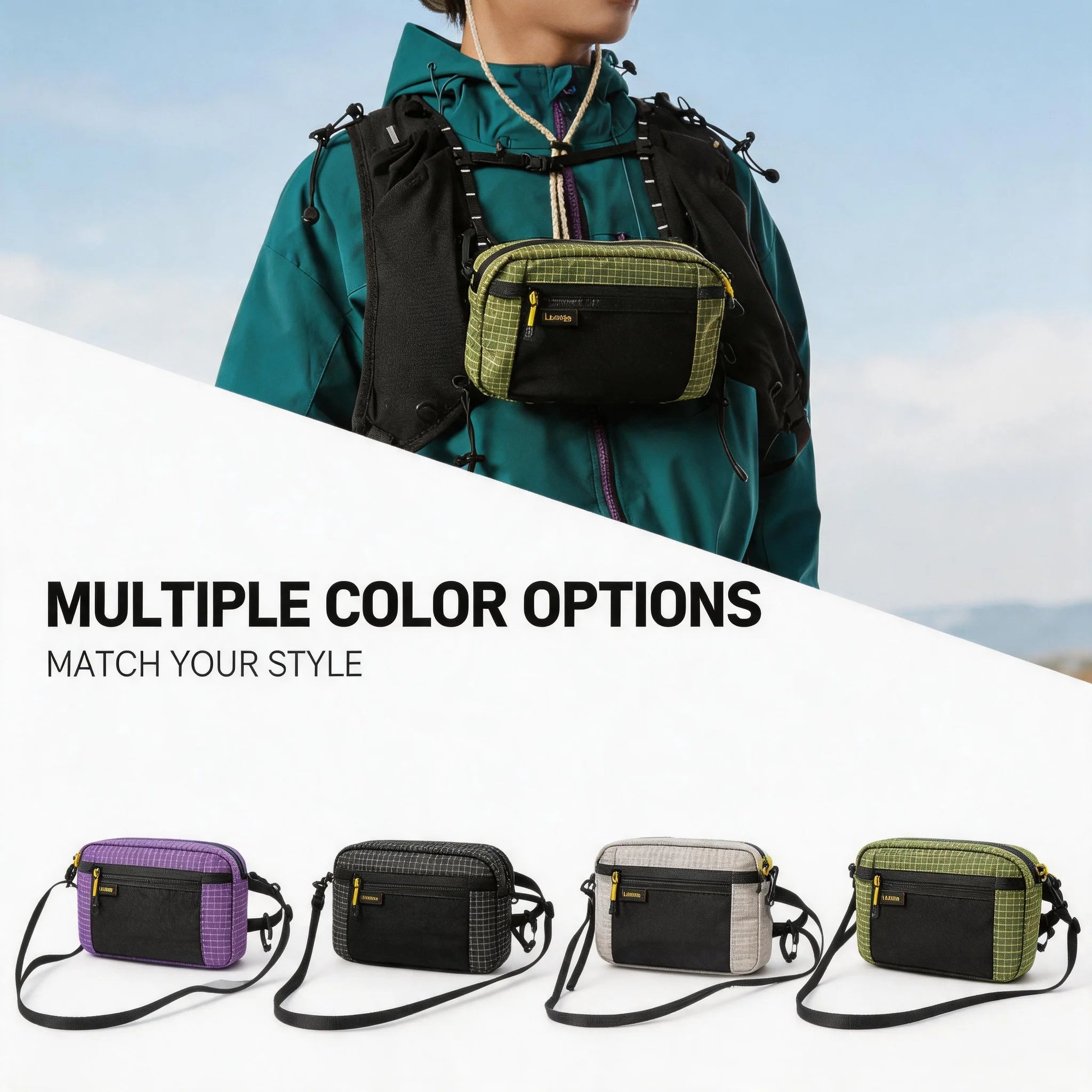 1.1L Fiber Waist Pack Waterproof UltraLight Multi Pocket for Cycling Running Hiking Camping Outdoor Sports Gear Pouch Bag Oasis Select