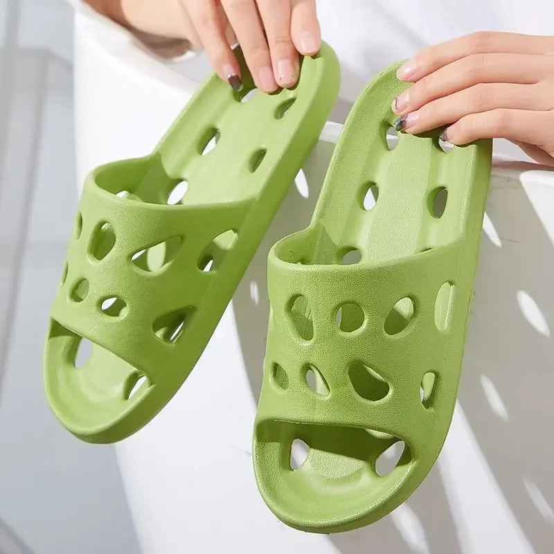 Summer Shower Slippers for Men Women Non Slip Indoor Soft Cushion Hollow Breathable Quick Dry Quiet Home Bathroom Sandals Oasis Select