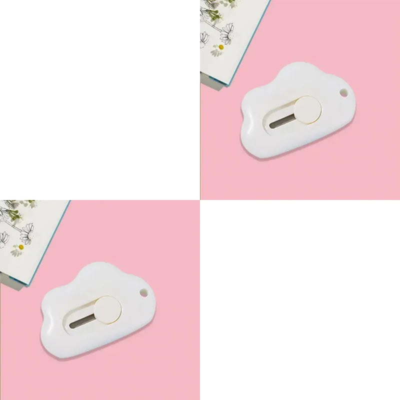 1/2/3/4pcs Kawaii Clouds Mini Portable Ulity Knife Box Cutter Opener Pocket Stretch Paper Cutters School Office Supplies Gift Oasis Select 2pcs white