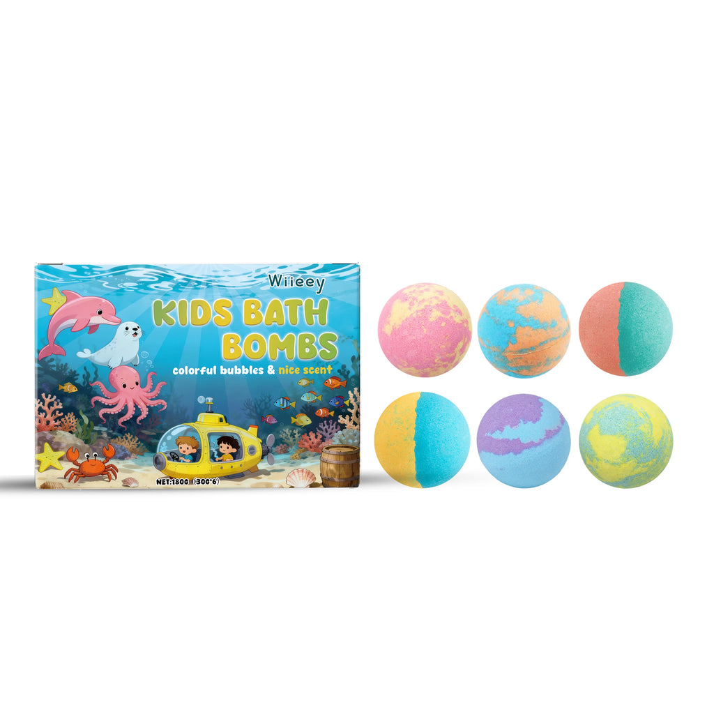 Kids Colorful Bubble Bath Balls Set 6Pcs Boxed Moisturizing Skin Care Relaxing Shower Time For Kid Natural Fizzy Spa Bath Balls Oasis Select 6pcs x1 boxed