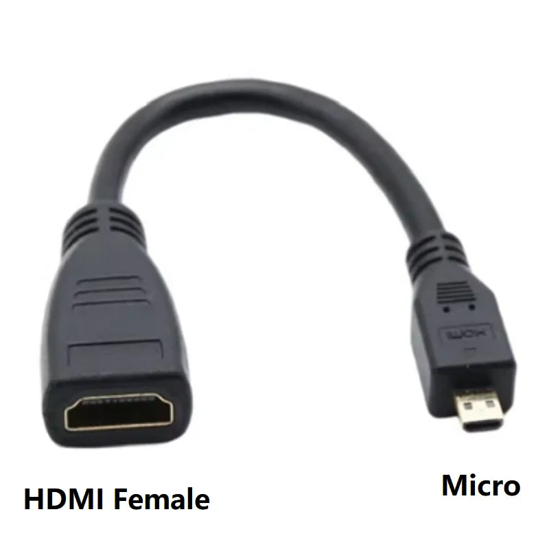 Micro HDMI-Compatible Cable Micro To HDMI Female Data Transmission Line Cable for Raspberry Pi 5/Pi 4 Hero 7 6 A6000 Camera HDTV Oasis Select black 0.15m