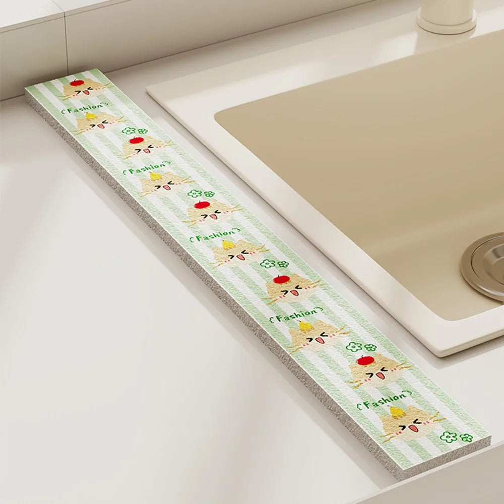 Cute Wood Pulp Cotton Sink Countertop Absorbent Pad Cartoon Quick Dry Sponge Mat Splash-proof Dish Drying Mat Kitchen Supplies Oasis Select 06
