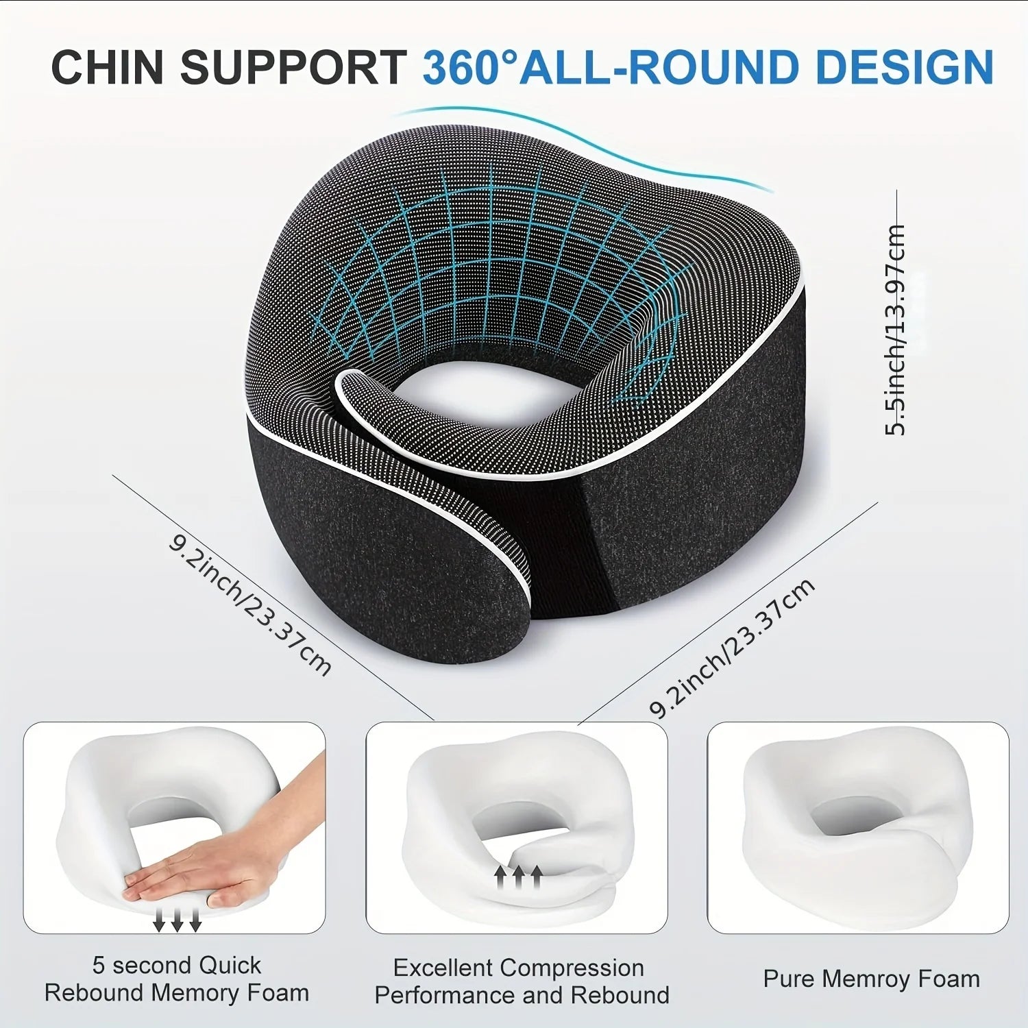 Memory Foam Travel Neck Pillow U-shaped Pillow Snail Style Travel Neck Support Portable Adjustable Soft Noon Break Sleep Pillows Oasis Select