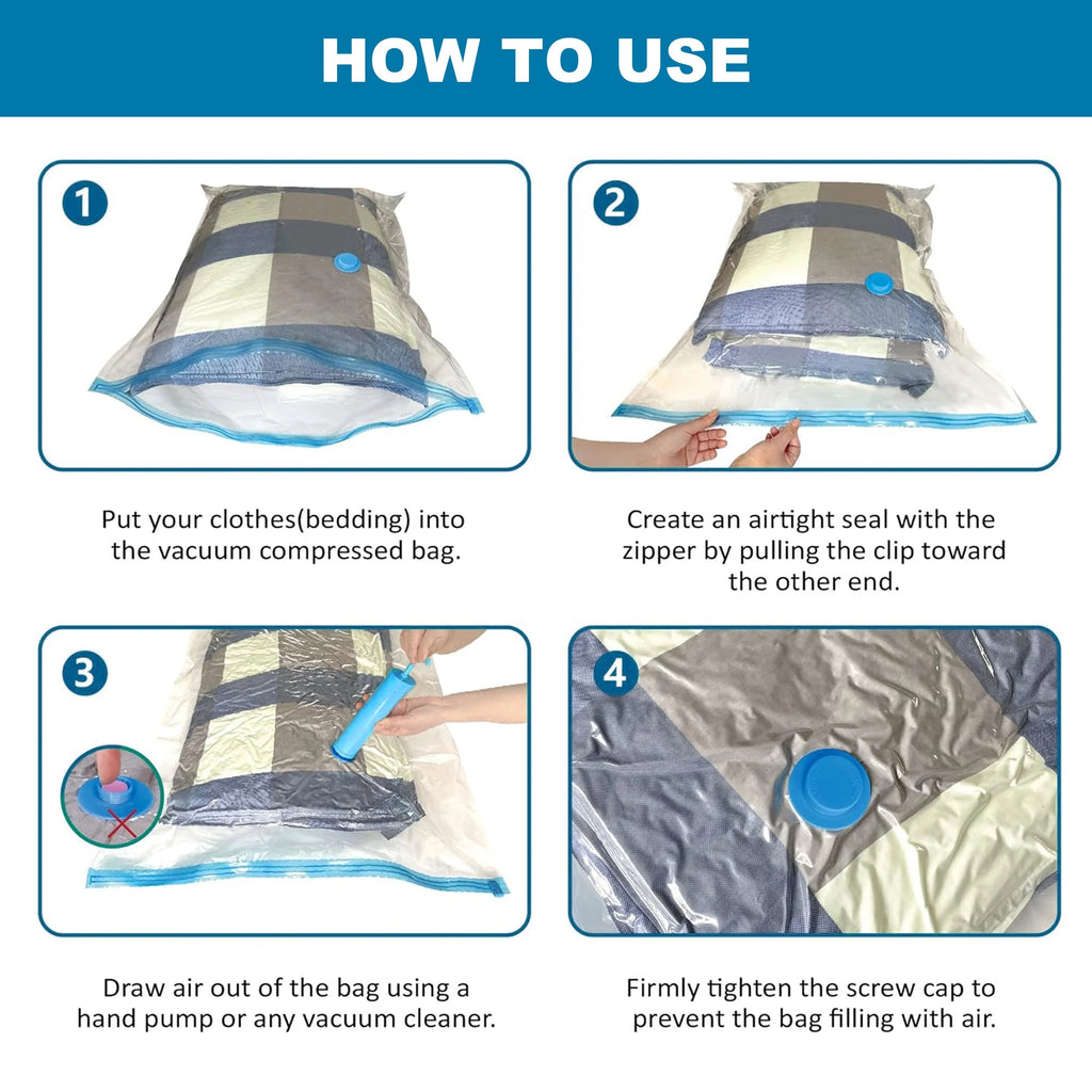 4PCS Vacuum Bag With Valve or Pump for Clothes Storing Large Plastic Compression Empty Bag Travel Accessories Storage Containe Oasis Select