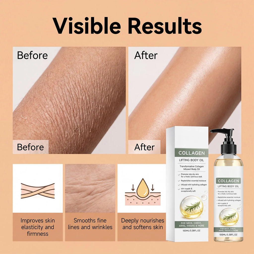 2026 New Collagen Body Oil Lifting Firming Hydrating Massage Oil Dry Skin Smooth Non-Greasy 100ml Rosemary After Shower Body Oil Oasis Select