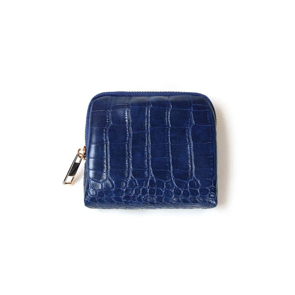 Travel Jewelry Organizer Crocodile-Pattern Jewelry Storage Bag Crocodile Pattern Bag Multi-Compartment Portable Jewelry Case Oasis Select Blue