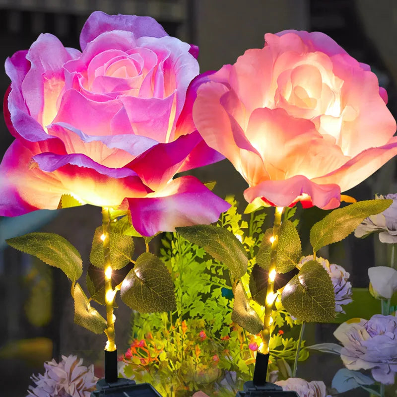 LED Solar Rose Lamp Ground Socket Lamp Outdoor Waterproof Garden Lawn Solar Lamp Outdoor Solar Lights Oasis Select