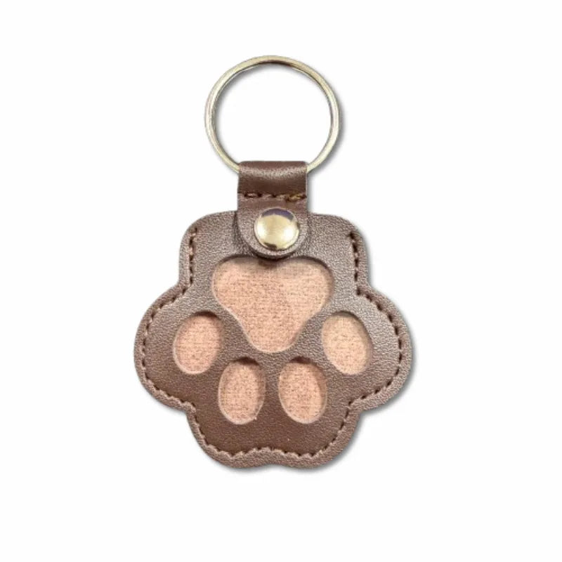 In-stock Pet Hair Commemorative Key Tag, Pu Leather Dog Paw Key Pendant, Anti-loss Pet Identification Tag Oasis Select 5.5cm 6cm Dark Brown