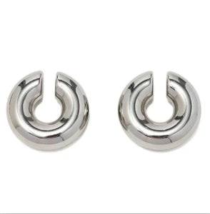 Hoop Earrings for Women Trendy Golden Stainless Steel Earring Jewelry New Oasis Select D56 Silver