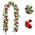 2M Christmas Garland String Light Artificial Red Berry Holly Leaves DIY Rattan Wreath For Xmas New Year Holiday Home Decoration Oasis Select Style 9