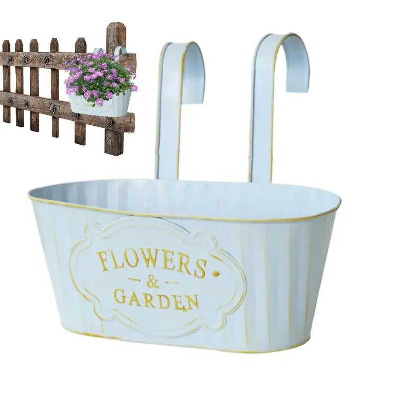 Metal Hangable Deck Planter Railing Planter Countryside Window Flower Boxes for Garden Decoration Plant Pots Houseplant Boxes Oasis Select