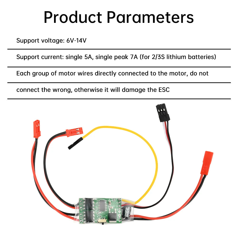 Dual Channel Bidirectional ESC Brushed Electric Speed Controller RC Model Ship Tank Tracked Vehicle 2S 3S Lithium Battery 5A Oasis Select