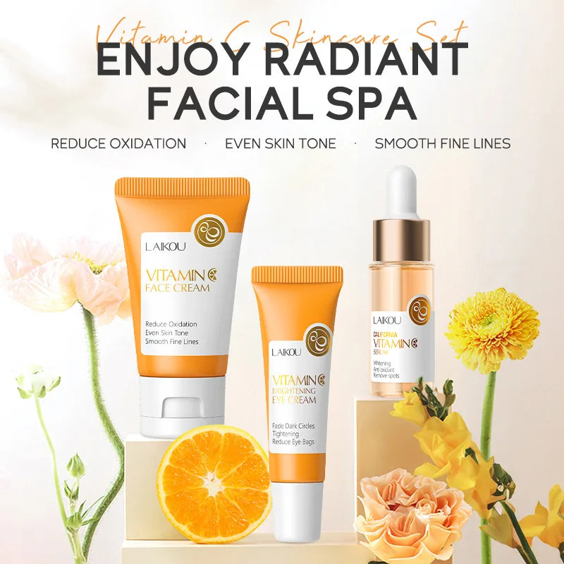LAIKOU Vitamin C Sakura 3-Piece Skin Care Set – Face & Eye Kit Skin Care Set Oasis Select