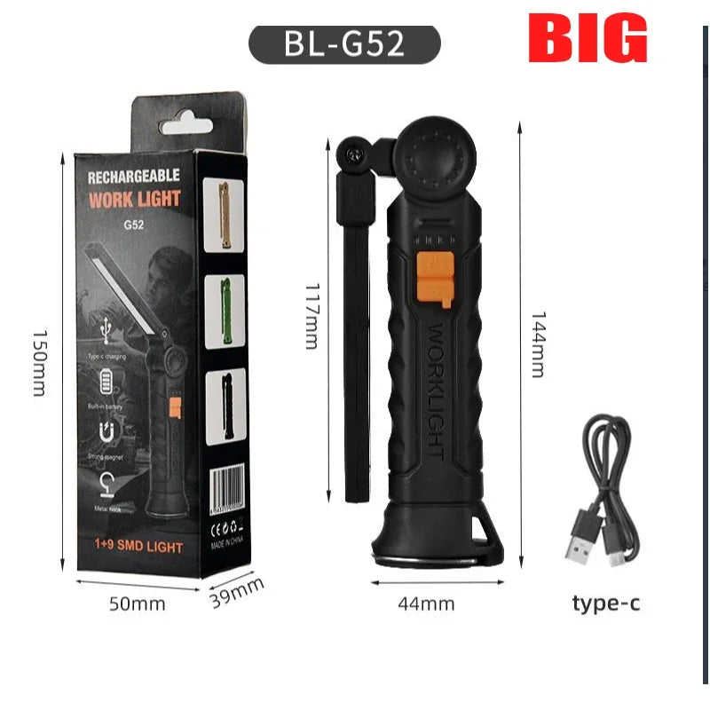 USB Rechargeable COB LED Work Light | Magnetic Portable