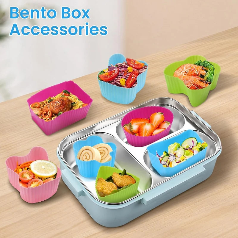 8 Pcs Silicone Lunch Box Dividers, Multi-use Baking Tools, Food Separator for Kids Students Bento Box & Cake Molds Oasis Select