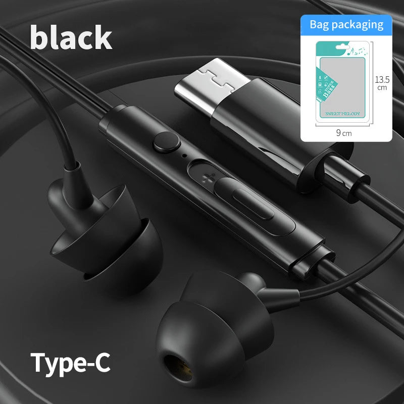 In-ear Silicone Sleep Earphones For Sleeping Side Sleeping Earphones Computer And Mobile Phone Noise Reduction Wired Earphones Oasis Select Black-TYPE-C