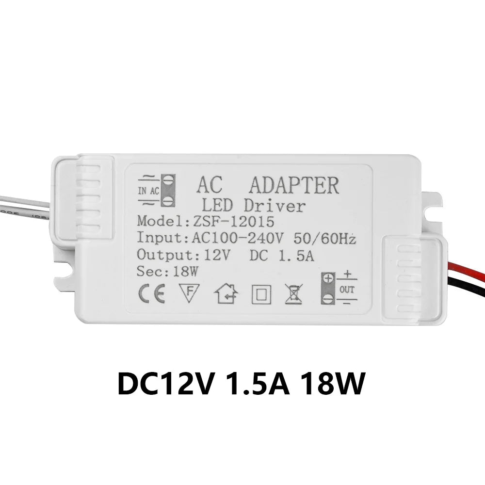 12V 6/12/18/24/36/48/60W LED Driver Constant Voltage Driving Power Supply 0.5/1/1.5/2/3/4/5A Power Supply Lighting Transformers Oasis Select 1.5A-18W