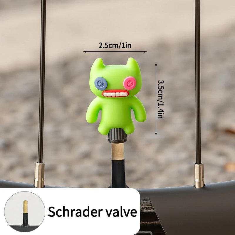 Tire Valve Cap Cartoon Universal Wheel Dust Cover Cute Air Stem Caps For MTB Mountain Bike Motorbike Accessories 1 Pcs Oasis Select D Schrader valve1PC