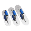 LIKE WISH 3PCS Stainless Steel Pool Trowel Set (16Inch/14Inch/12Inch) Flat Concrete Finishing Trowel Tools Oasis Select SilverBlue