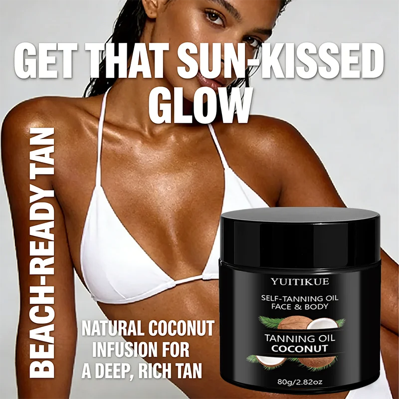 YUITIKUE Coconut Self-Tanning Oil - Natural Sun-Kissed Glow, Deep Moisturizing Face & Body Tanning Cream 80g Oasis Select