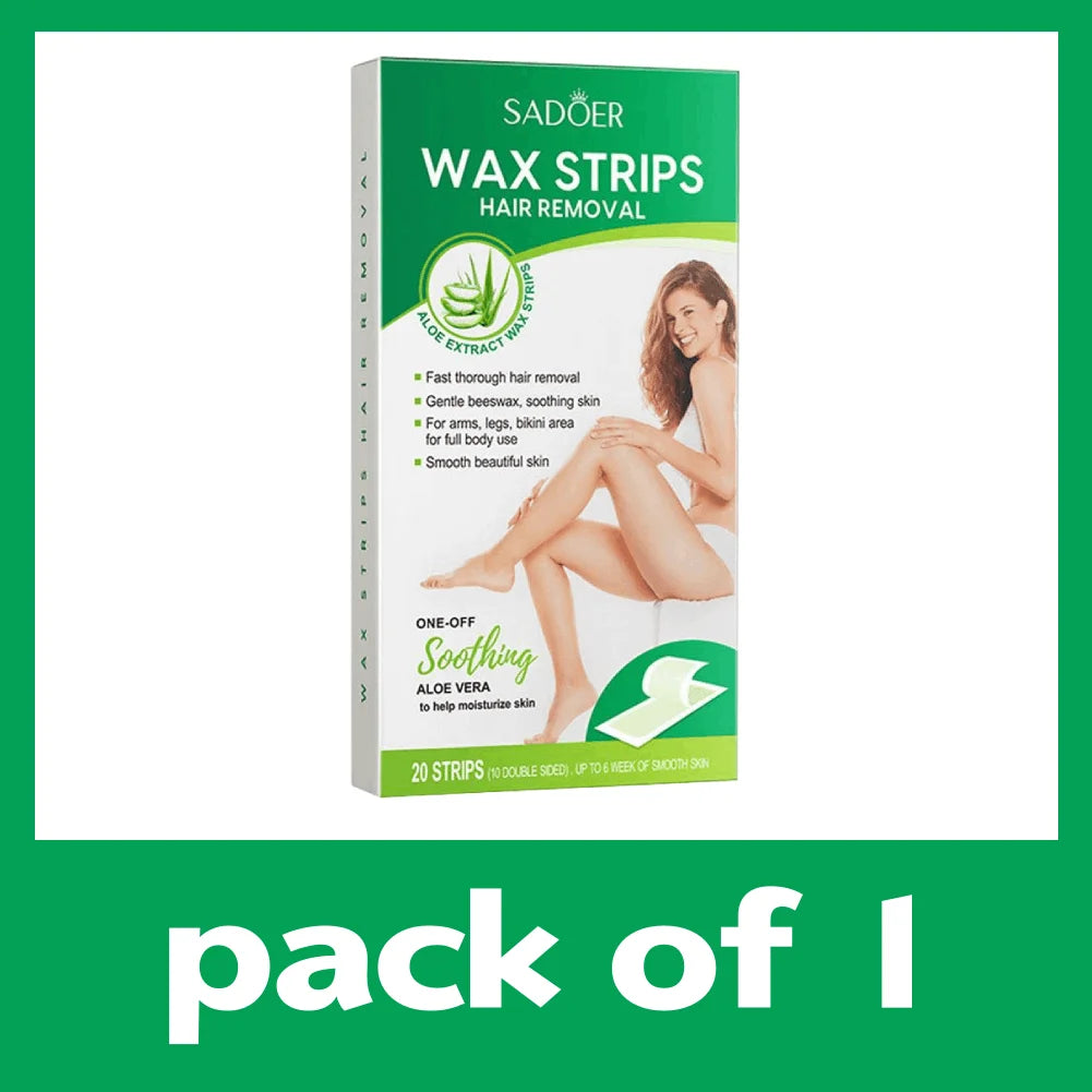 20PCS Gentle Aloe Vera Fast Hair Removal Wax Strips Waxing Wipe Sticker Professional Facial Body Leg Lip Hairs Remove Wax Paper Oasis Select A