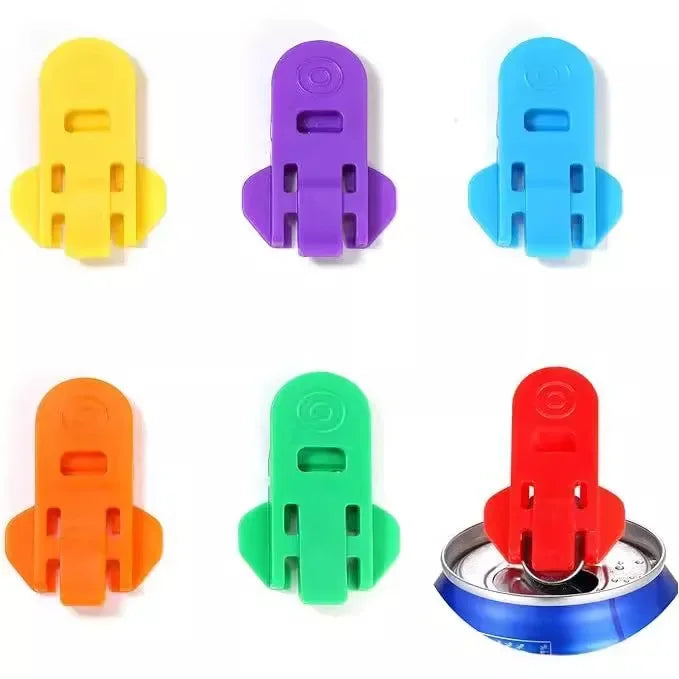 6PCS Can Opener Handheld Plastic Small Sealer for Beer Cola Beverage Cans Simple Rotating Dustproof Cup Lid Sealing Small Tool Oasis Select 6PCS