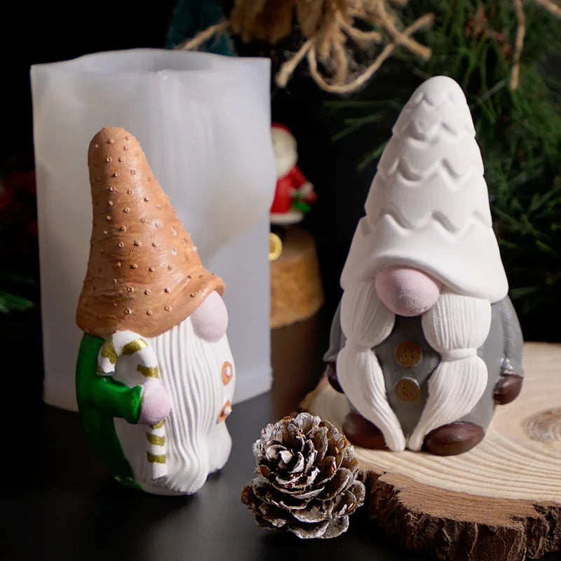 Christmas Gnome Mold Christmas Gnome Figurine Handmade Ornament Santa Claus Candle Silicone Mold Oasis Select