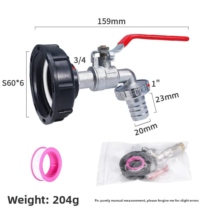 Durable IBC Tank Tap Adapter S60*6 Coarse Thread to 1/2'' 3/4'' Connector Replacement Valve Garden Home Valve Fitting Faucet Oasis Select L