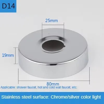 2PCS 1/2"3/4"Faucet Decorative Cover Stainless Steel Water Pipe Connector Heighten Valve Panel Shower Kitchen Faucet Accessories Oasis Select D14-2pcs