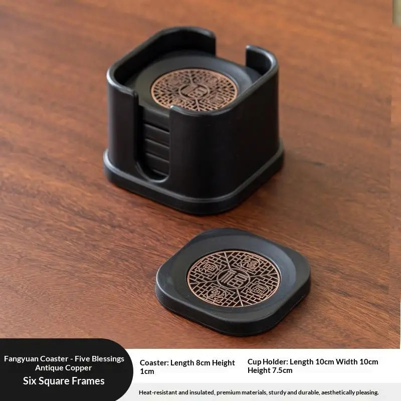 6Pcs Retro PVC Coasters Dining Table Protector Pad Heat Resistant Cup Mat Coffee Tea Hot Drink Mug Placemat Kitchen Accessories Oasis Select 6pcs A1