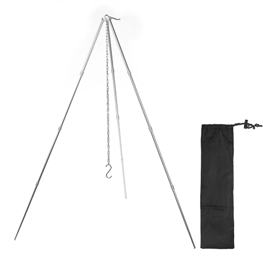 Camping Bonfire Tripod – Aluminum Alloy Detachable Stand Campfire Cooking Tripod Oasis Select Silver Large spain