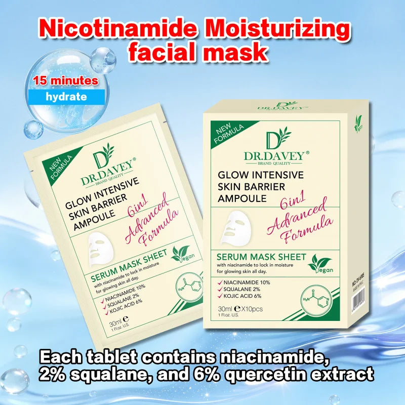 DR.DAVEY Glow Intense Moisturizing Facial Sheet Mask – 10 Pack