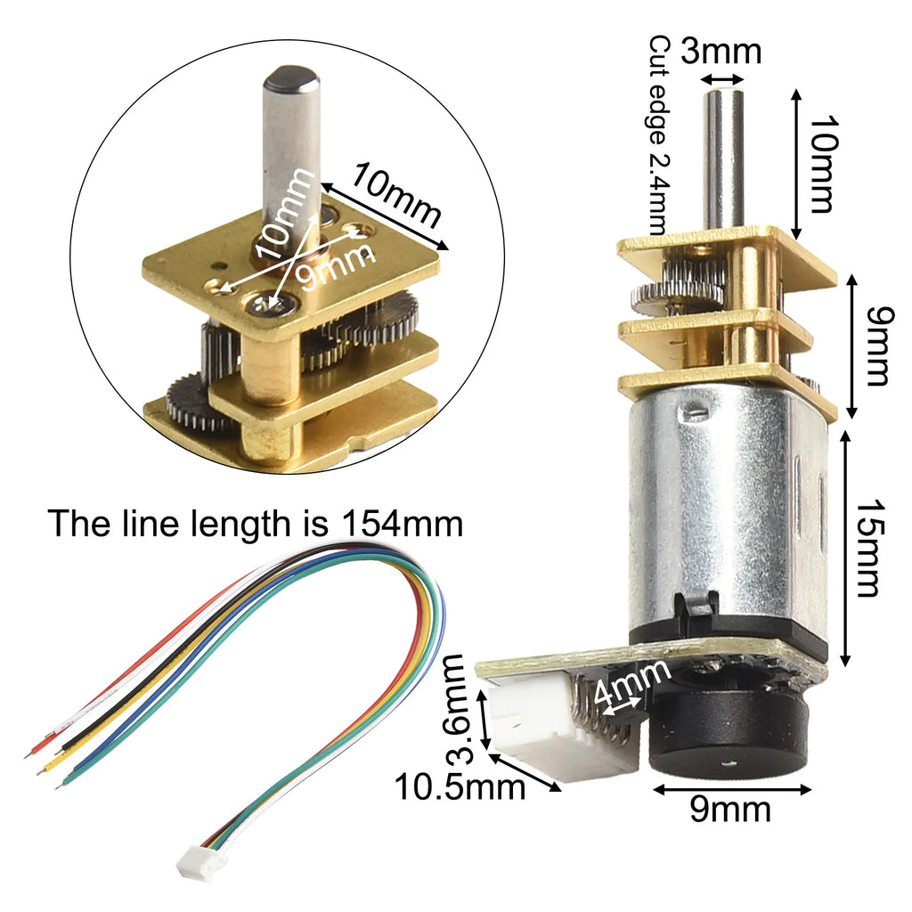 For GA12 For N20 Encoder DC 6V Metal Gear DC Motor Gearwheel High Torque 150RPM 300RPM 500RPM 750RPM 1500RPM 3000RPM Hall Sensor Oasis Select
