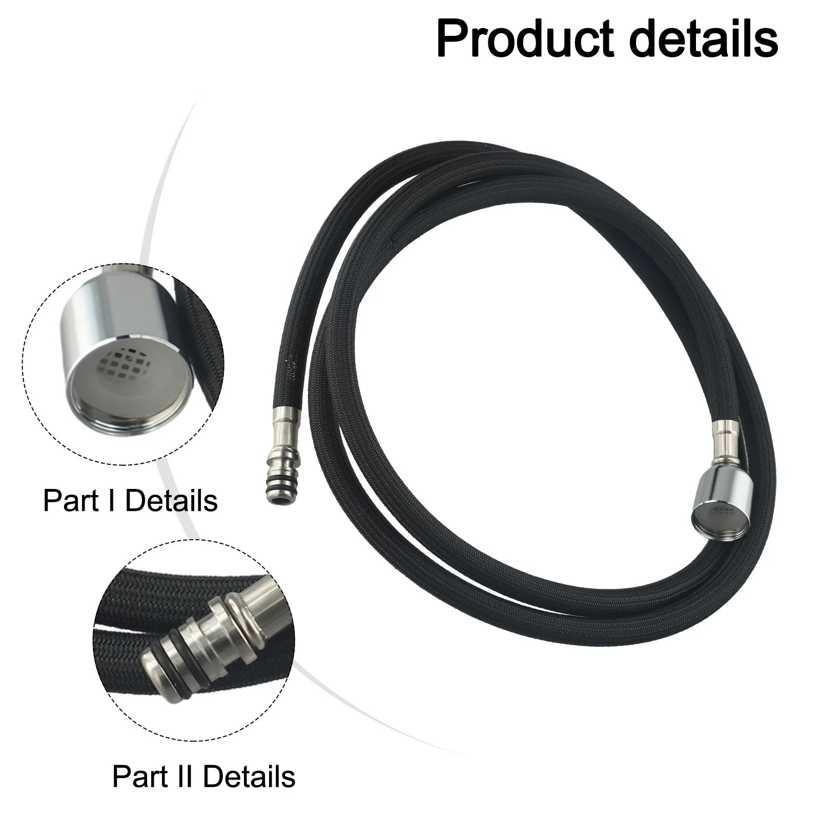 1.5m Kitchen Faucet Hose 360° Rotation Pull Out Nylon Hose With Adapter For Braided Shower Hose Kitchen Bathroom Accessories Oasis Select